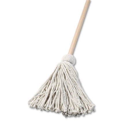 Pinpoint BWK 48 in. Deck Mop with Wooden Handle with 16 oz Cotton Fiber Head PI2493552